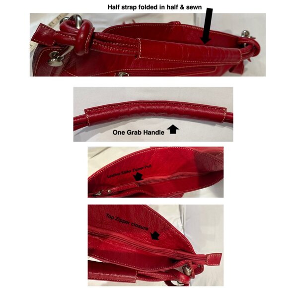 Bella Rosa Maria Boutique | Celsius | Genuine Leather | Red Handbag | Large - Picture 10 of 12